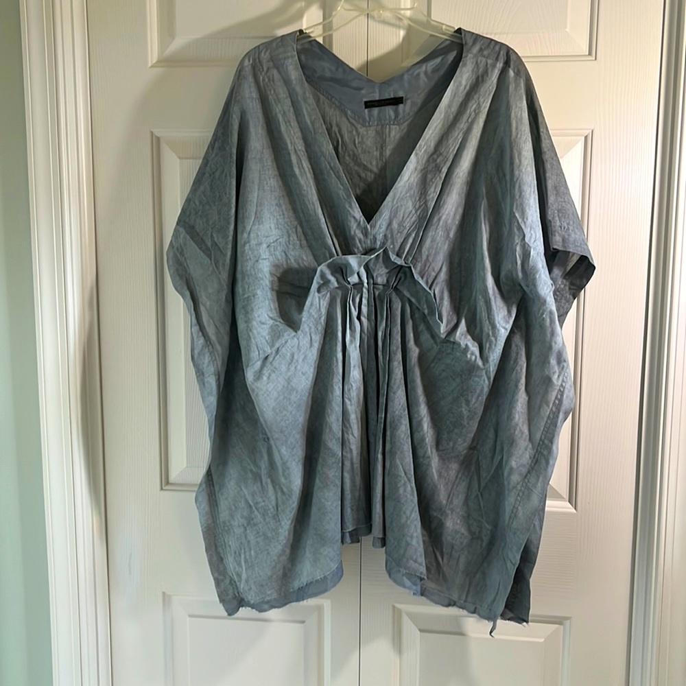 Donna Karen 100% cotton tunic with silk hem- size Medium
